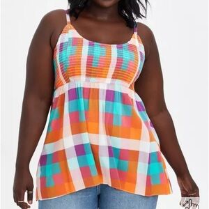 Torrid Babydoll Tank - Stretch Challis Bright Plaid